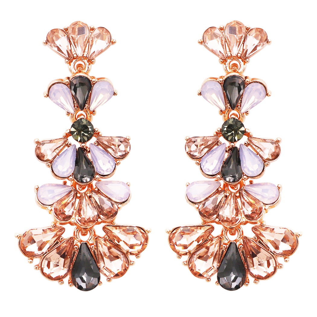 Vintage Filigree Statement Chandelier Bridal Earrings - Rose Gold Earrings + Necklace / Silver