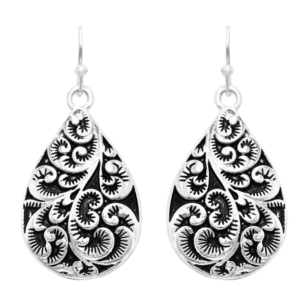 Buy Silver Linings Black Drops Handmade Silver Filigree Dangle Earrings  Online – Okhaistore