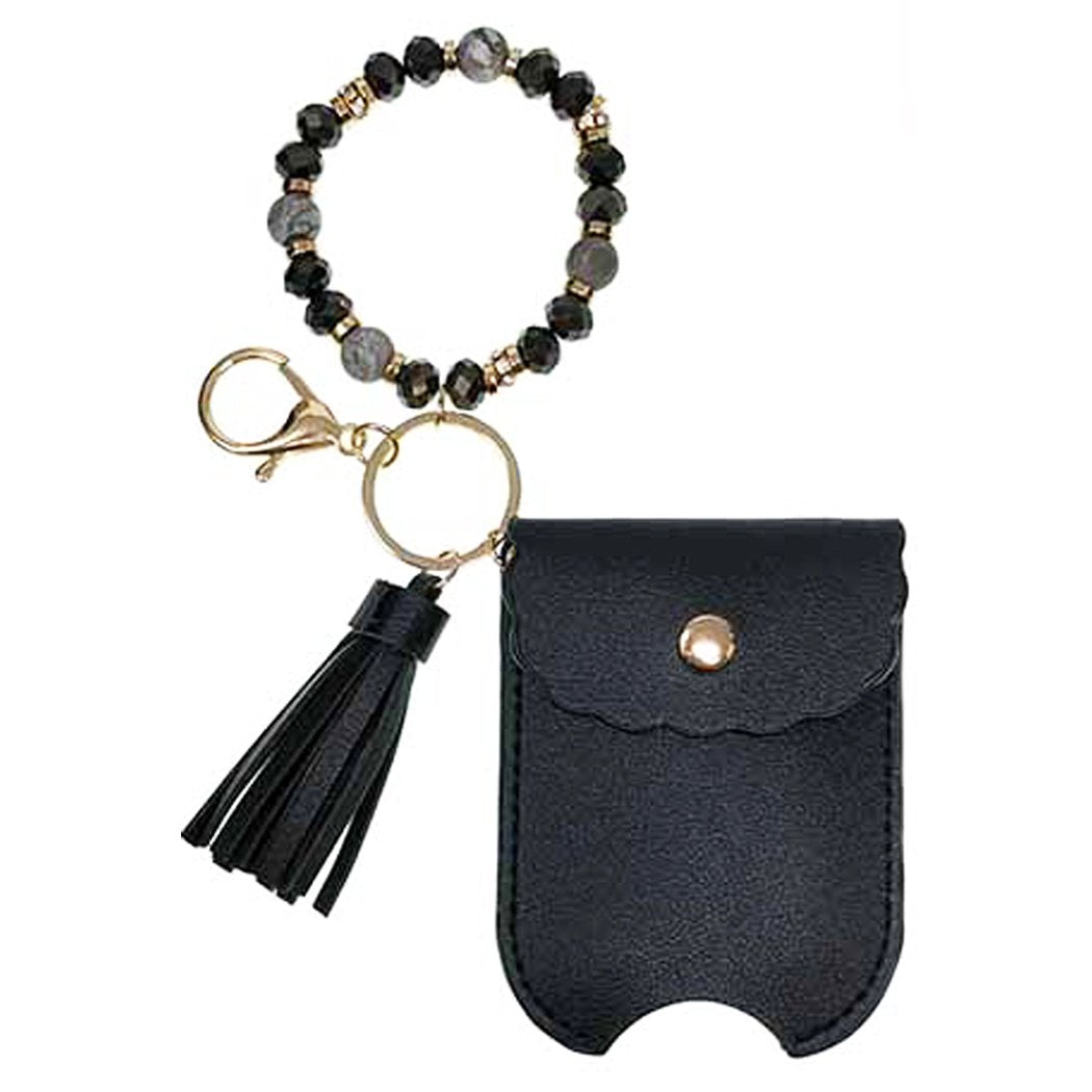 Leather Key Chain Wallet Gift Set Black