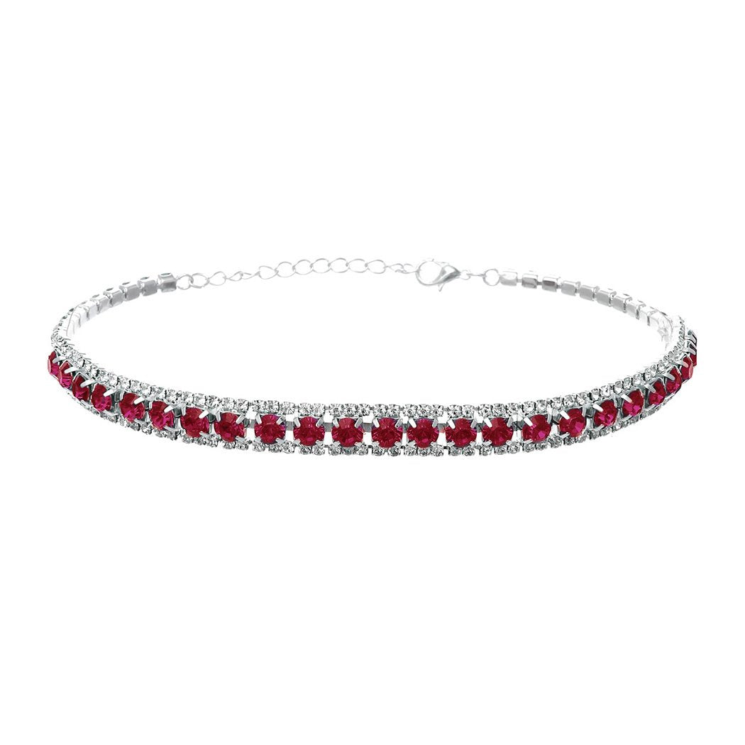 Elegant Crystal Statement Choker Necklace (Dark Pink) – Rosemarie ...