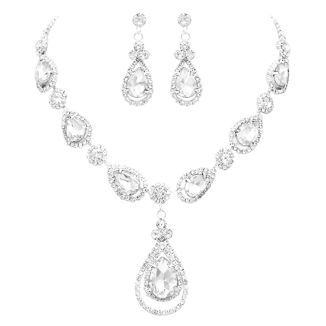 Stunning Crystal Rhinestone Statement Necklace Drop Earrings Bridal Se –  Rosemarie Collections