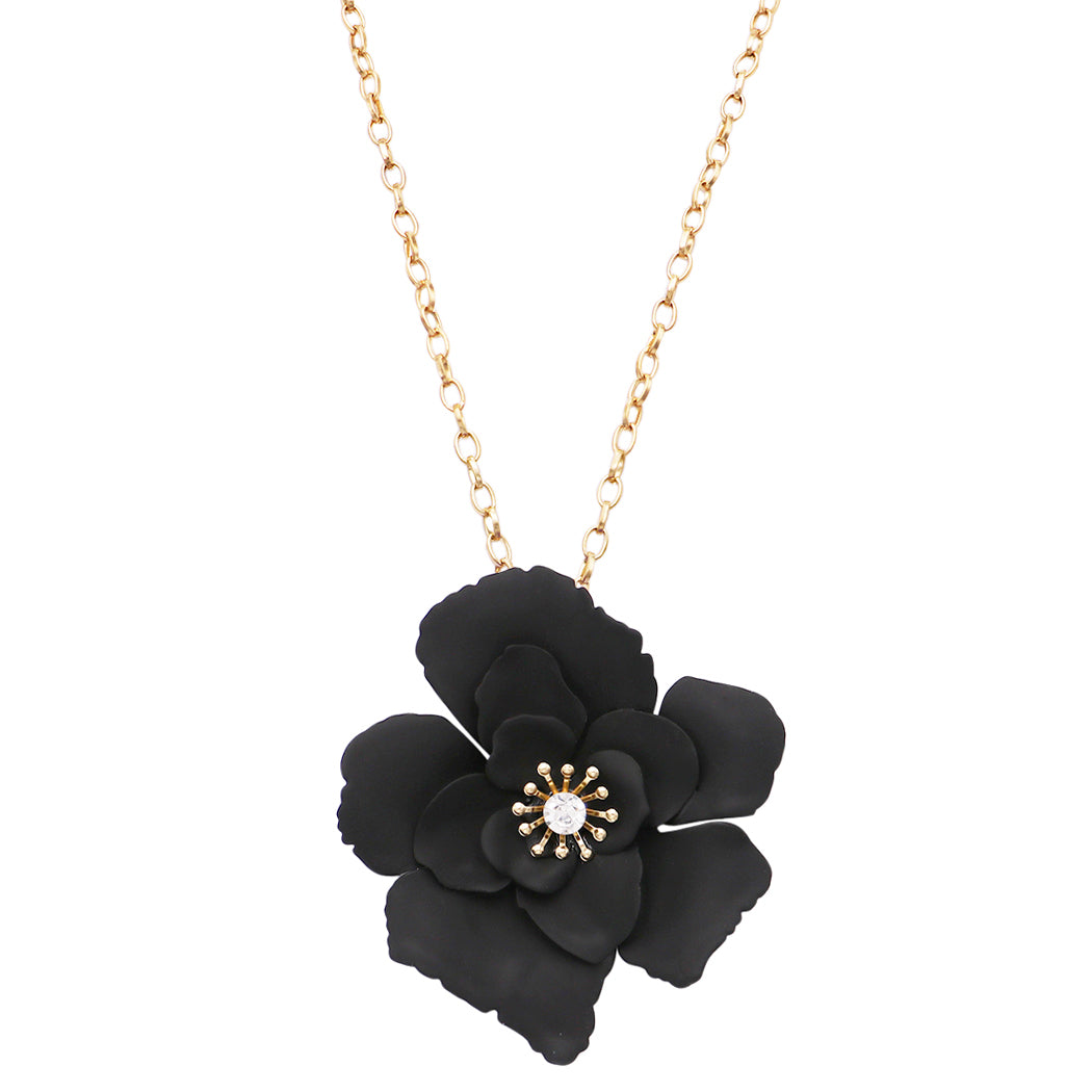 Whimsical Powder Coated Metal Flower Pendant Necklace, 28-31 with 3  Extender (White)