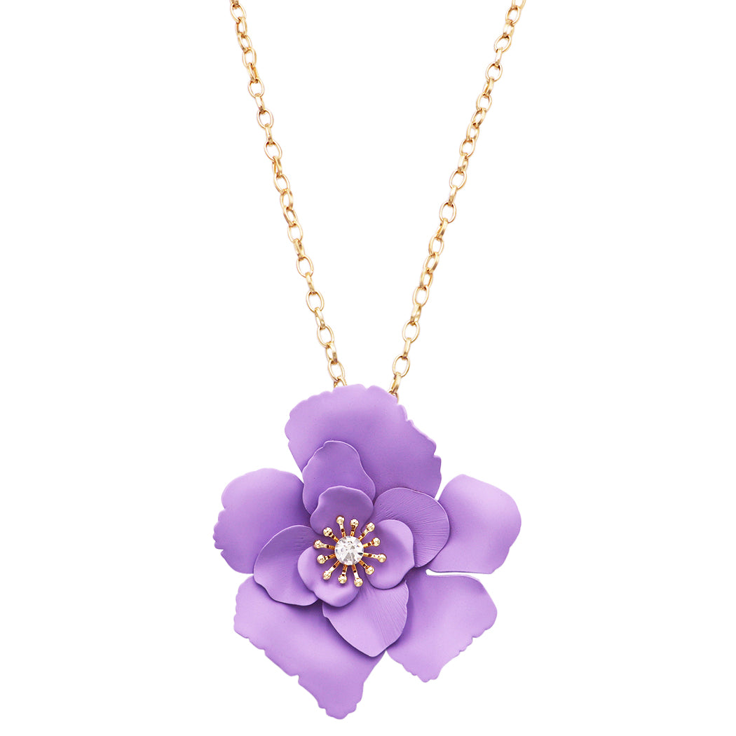 Pressed Purple Flower Necklace Rose Gold Filled Necklace -  Canada