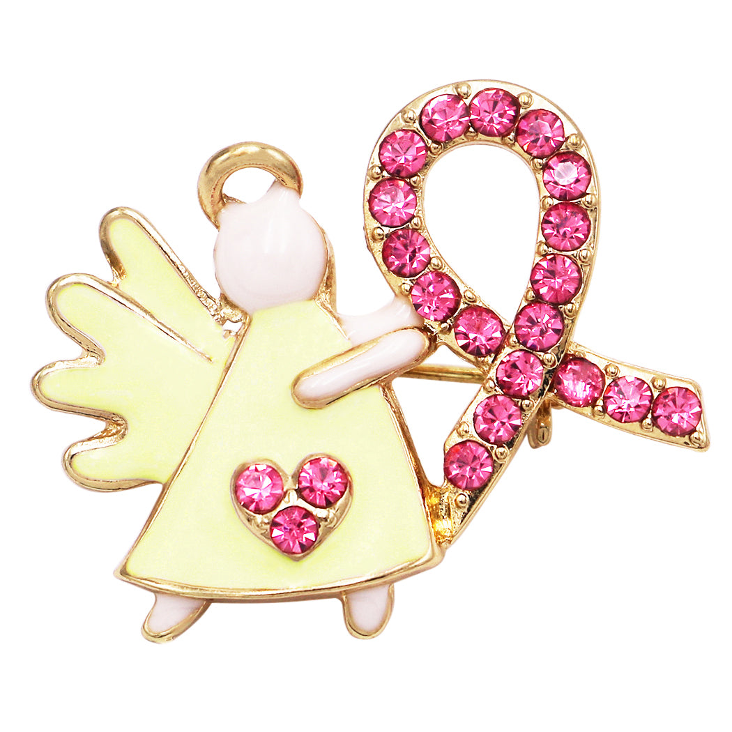 Gold and Pink Ribbon Brooch for Women: Get Yours Today! – Jewelry Bubble