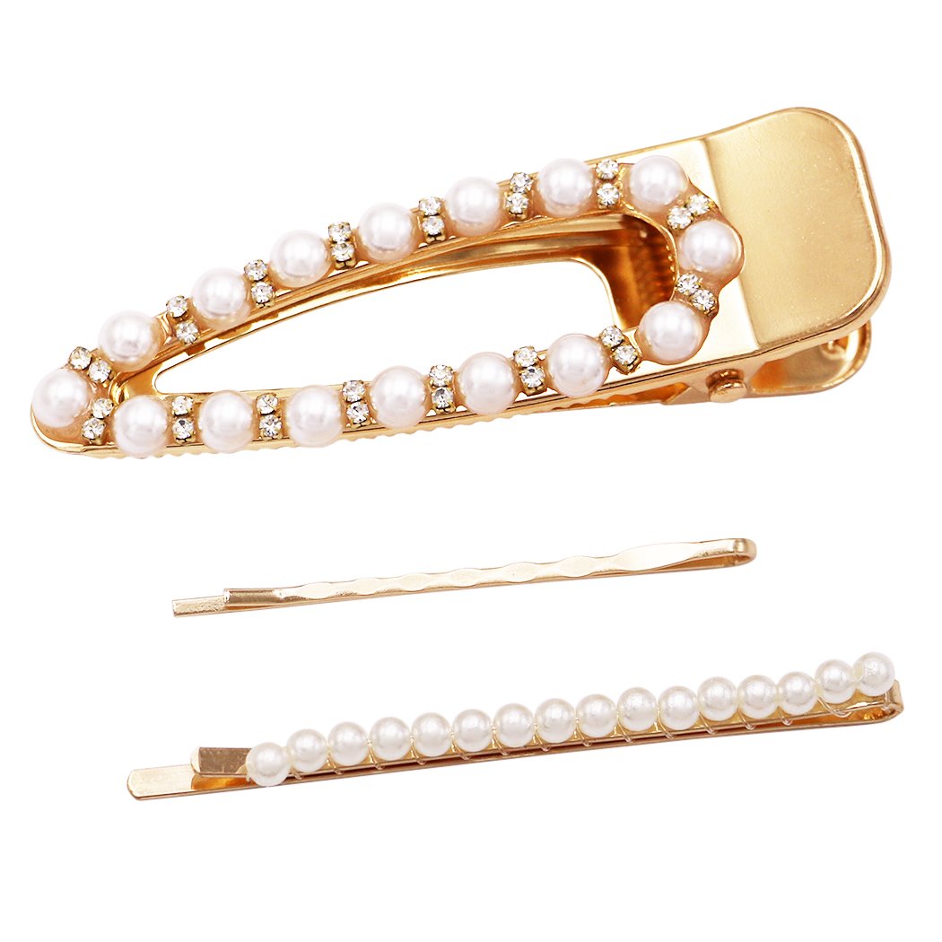 Set of 3 Acetate and Simulated Pearl Hair Clip Bobby Pins Snap Hair Ba –  Rosemarie Collections