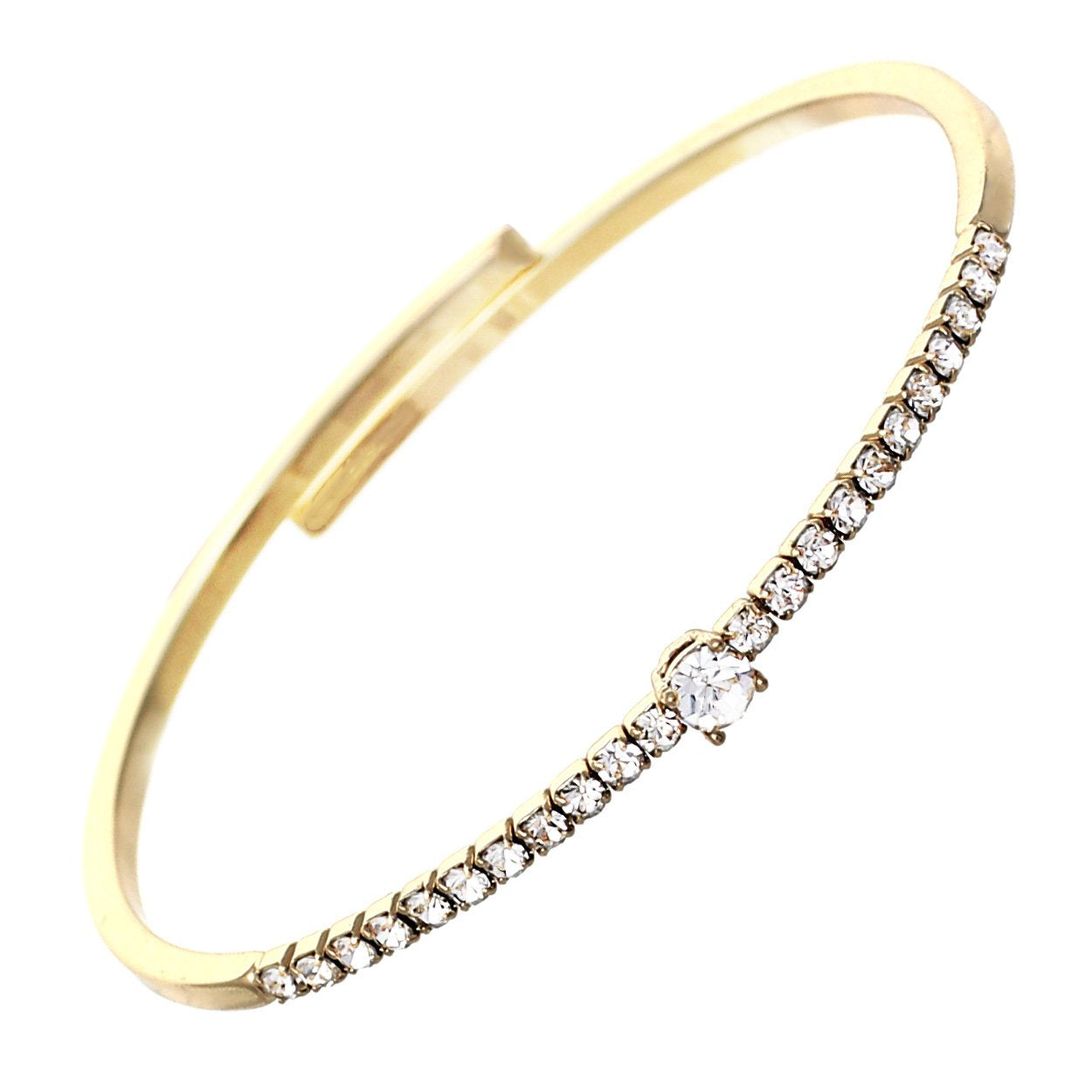 Amazon.com: Jewelry Affairs 10k Yellow And White Gold High Polished Flex  Bangle Bracelet, 7