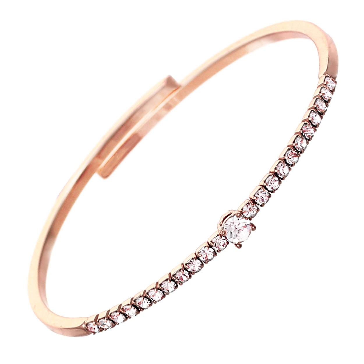 Comfort Flex Bangle Bracelet Cuff with Crystals (Rose Gold) – Rosemarie ...