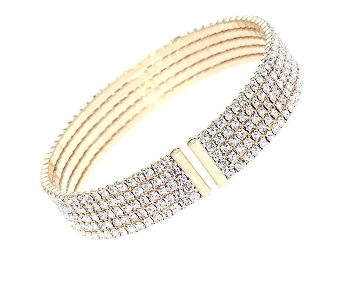 Crystal Rhinestone Criss Cross Cuff Bracelet (Multi-color Crystal