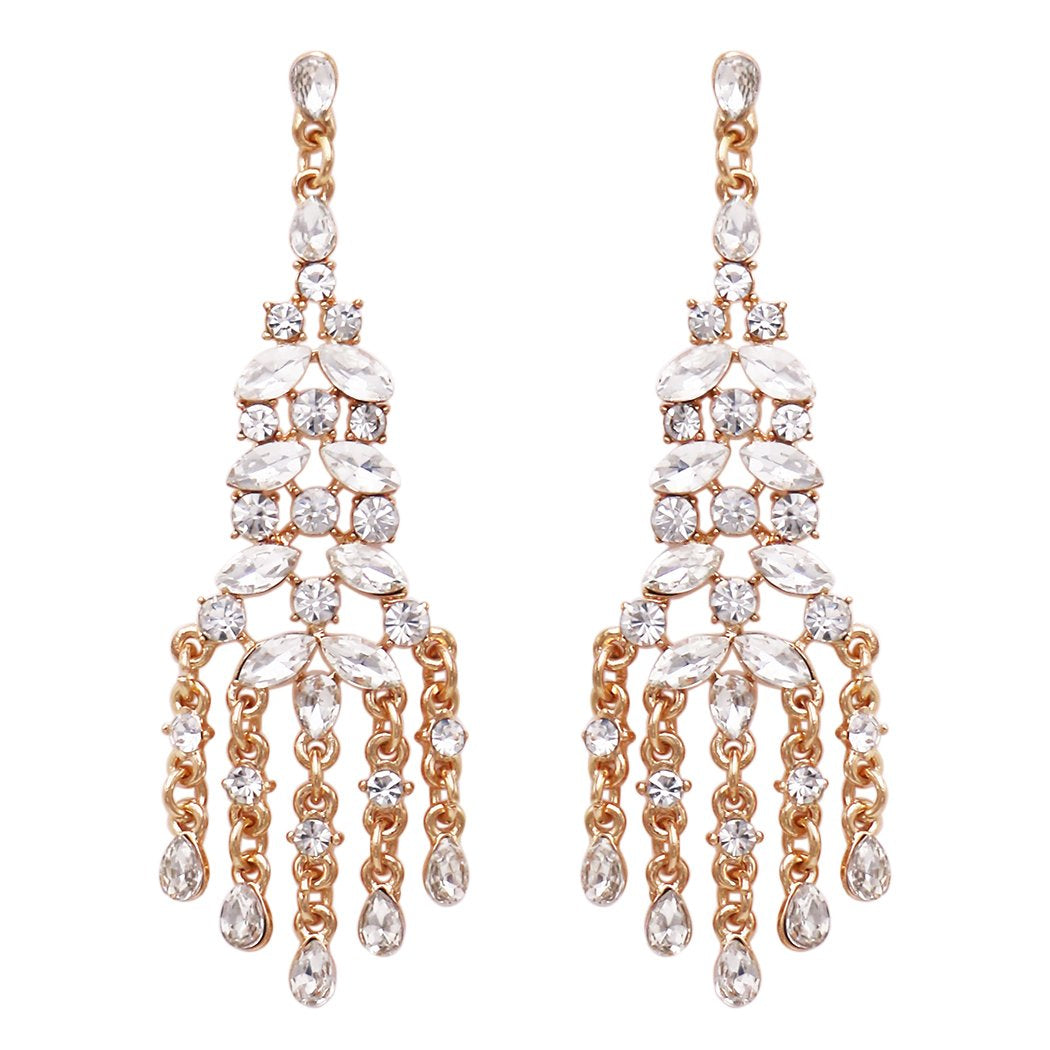 Stunning Statement Crystal Rhinestone Chandelier Earrings (Clear Cryst