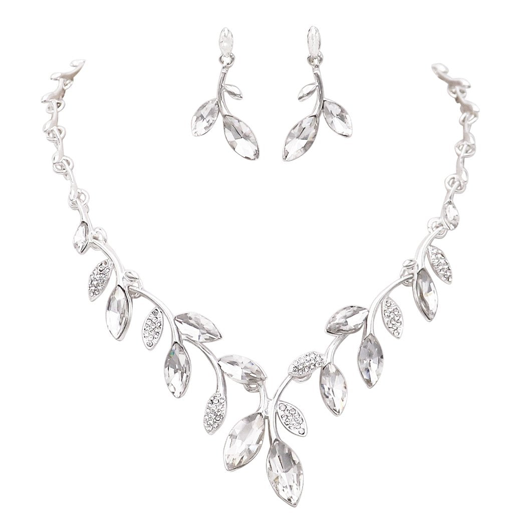 Stunning Adjustable Rhinestone Bridal Necklace and Earrings Jewelry Se –  Rosemarie Collections