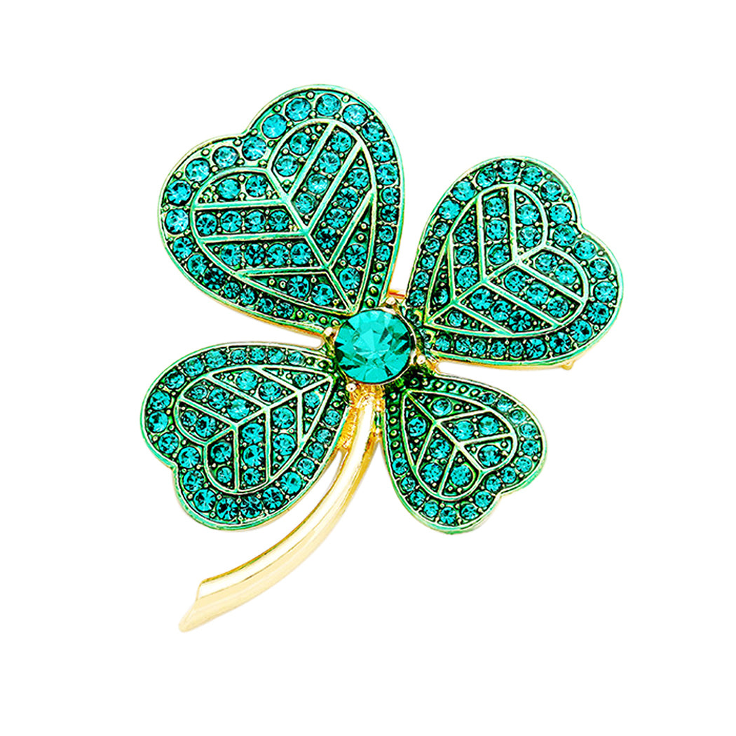 Gold Tone Green Shamrock Charm Bracelet - lucky clover