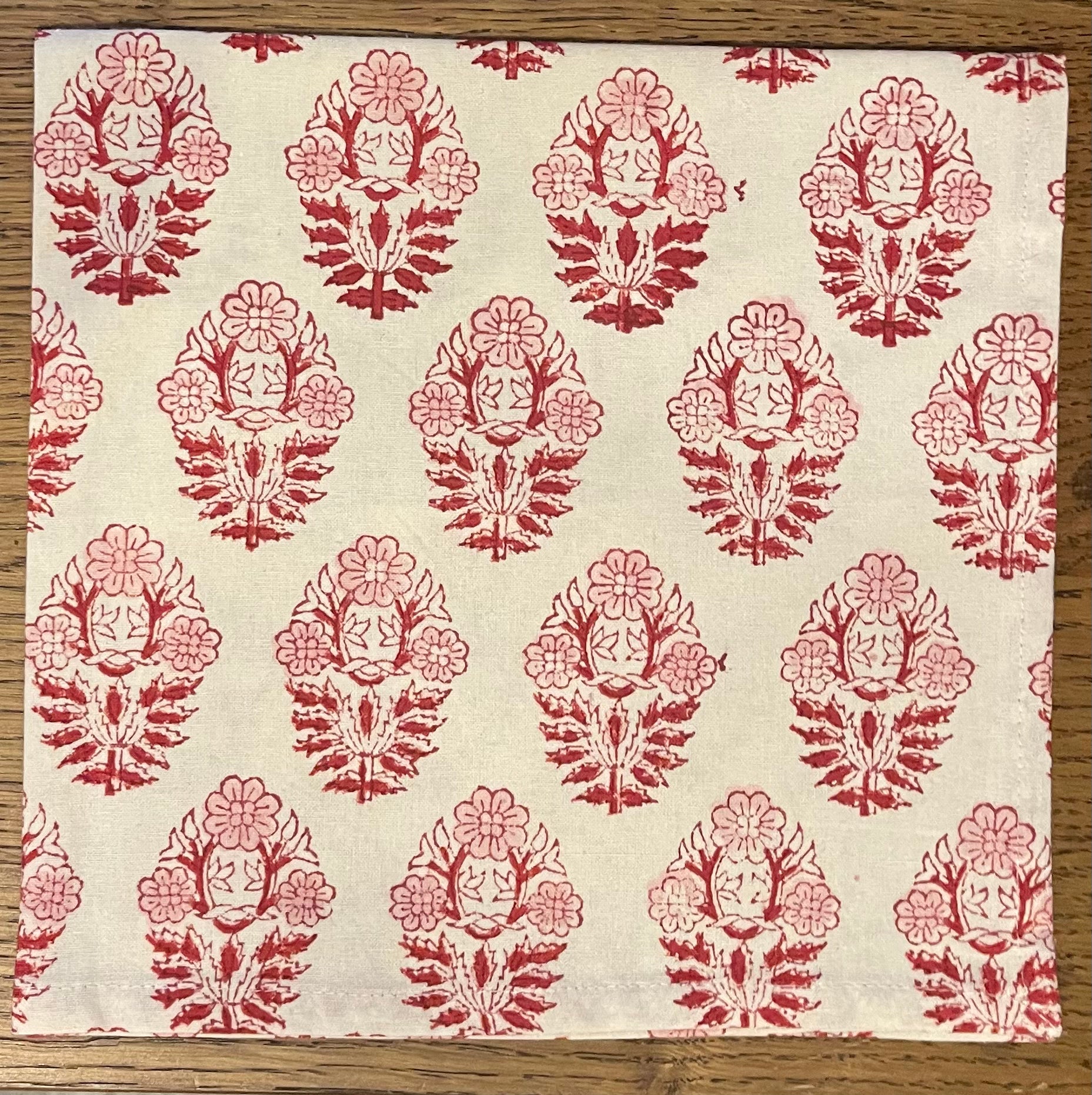 Block Print Elegant Geometrical Cloth Napkin - Hibiscus Linens