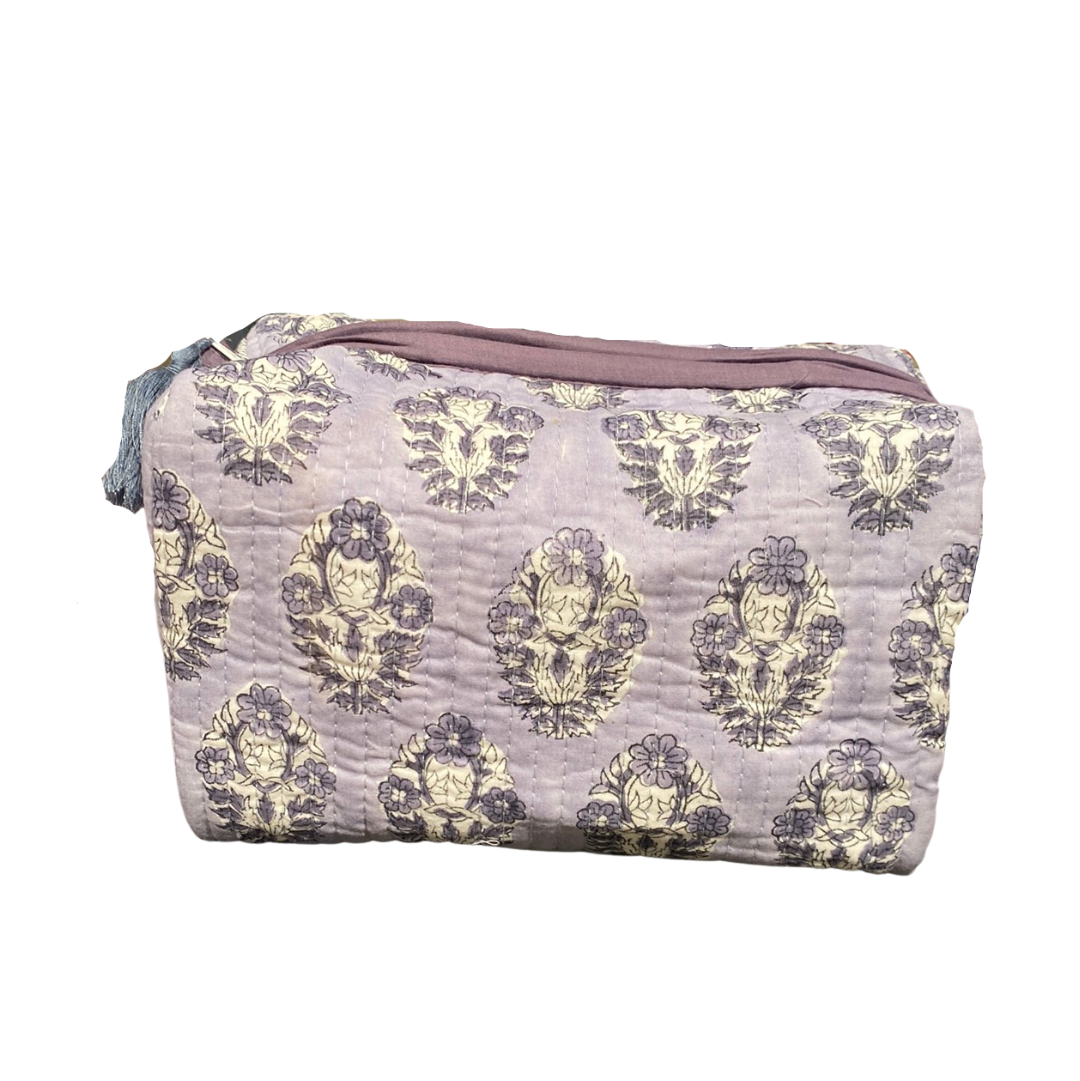 Beauty Pouch - Rose floral strips - Organic Cotton - Sézane