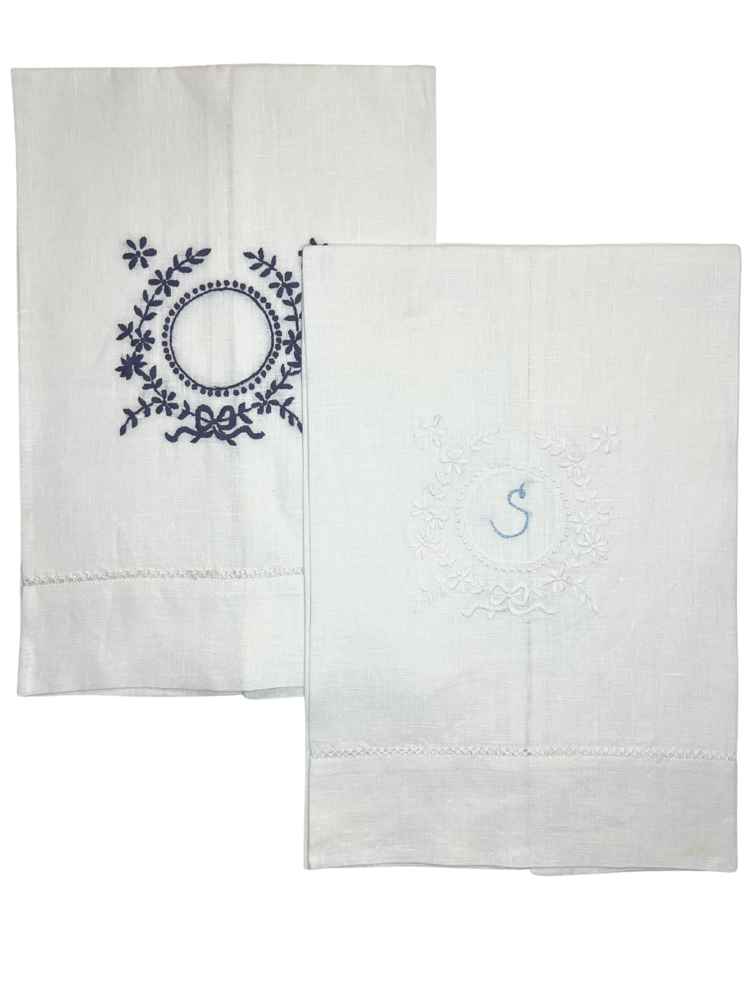 Blue Floral Initial Hand Towel