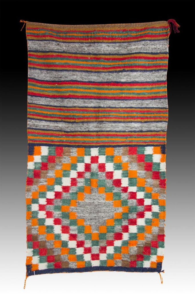 Native American, Vintage Navajo Double Saddle Blanket, Ca 1950's #1065