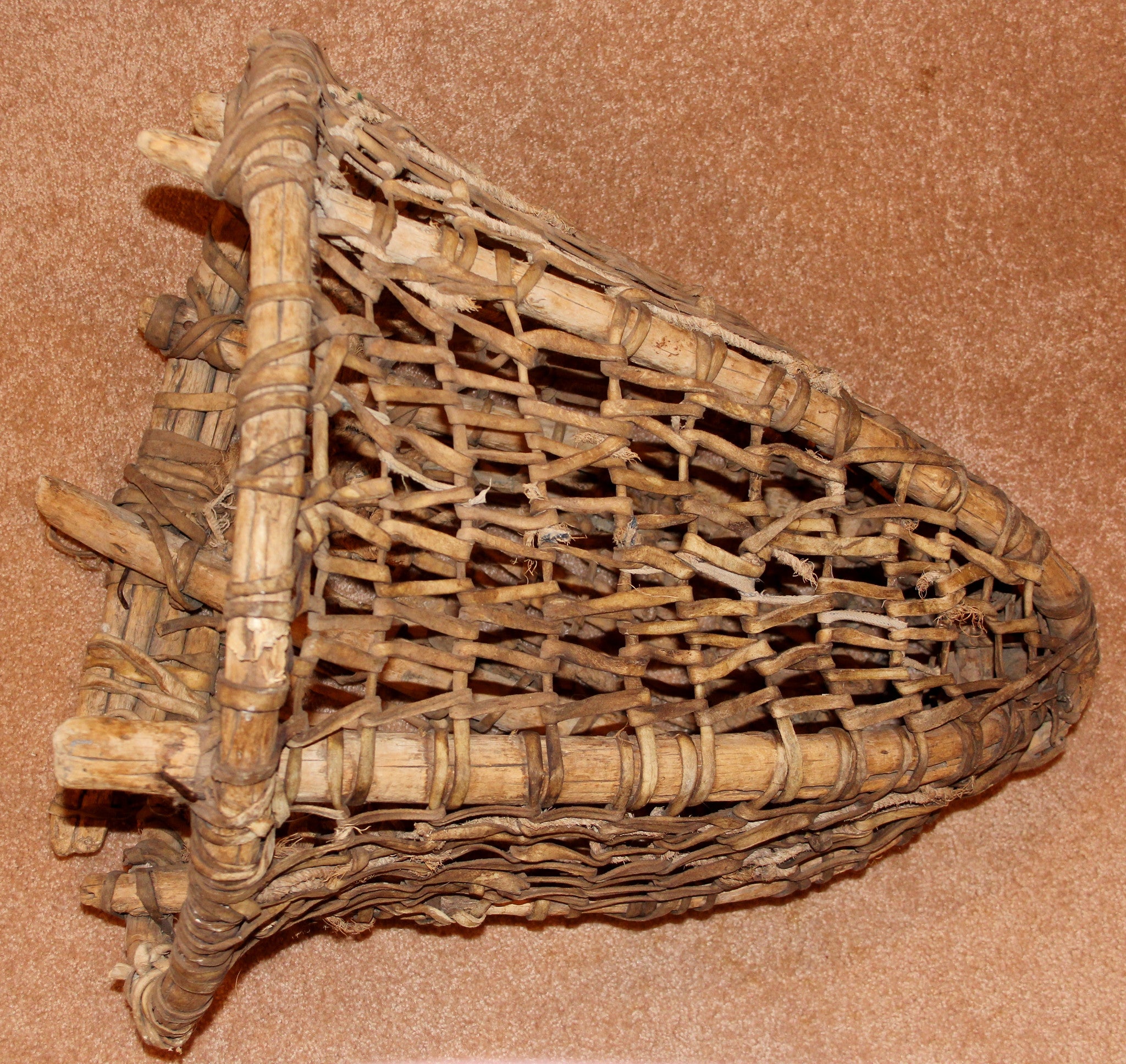 Tarahumara Indian Woven Cowhide Burden Basket 929