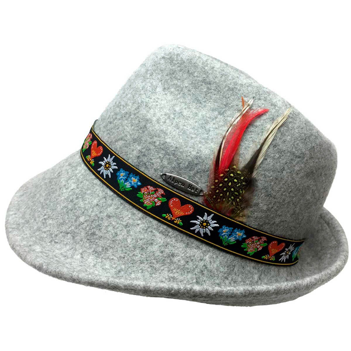 Stylish Tyrolean Alps Wool Hat with alpine flowers embroidery ...