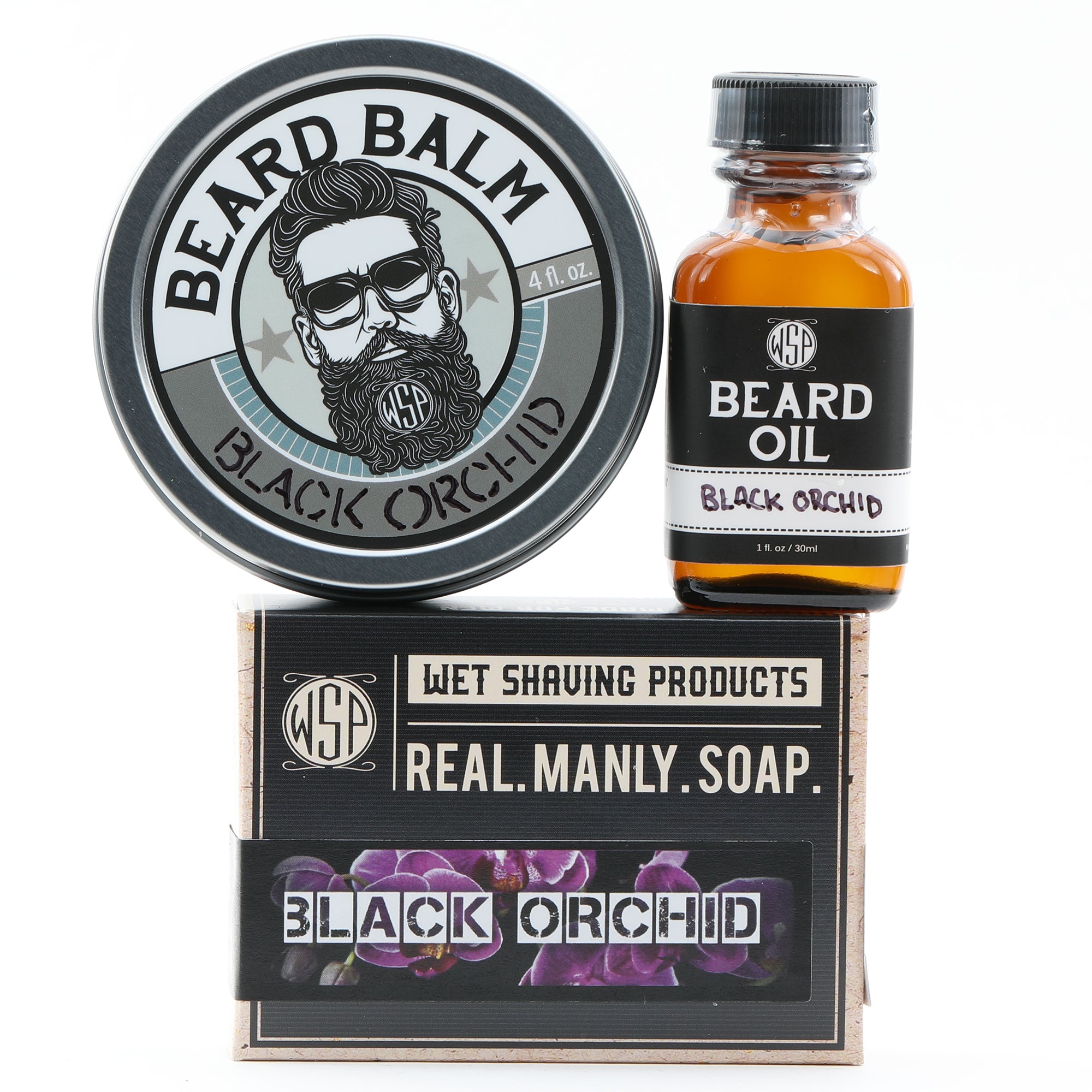 Limited Edition (Black Orchid) - Beard Set (Balm, Oil, & Soap)