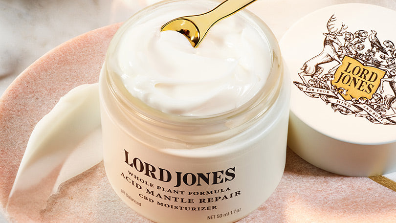 opened jar of lord jones acid mantle repair cbd moisturizer