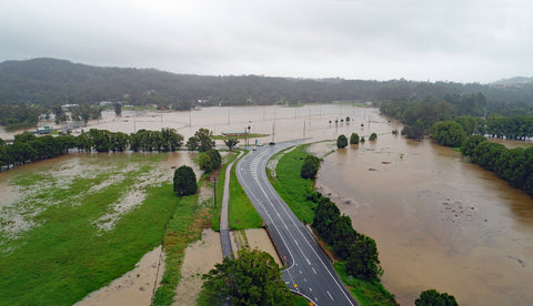 floodwaters over farm