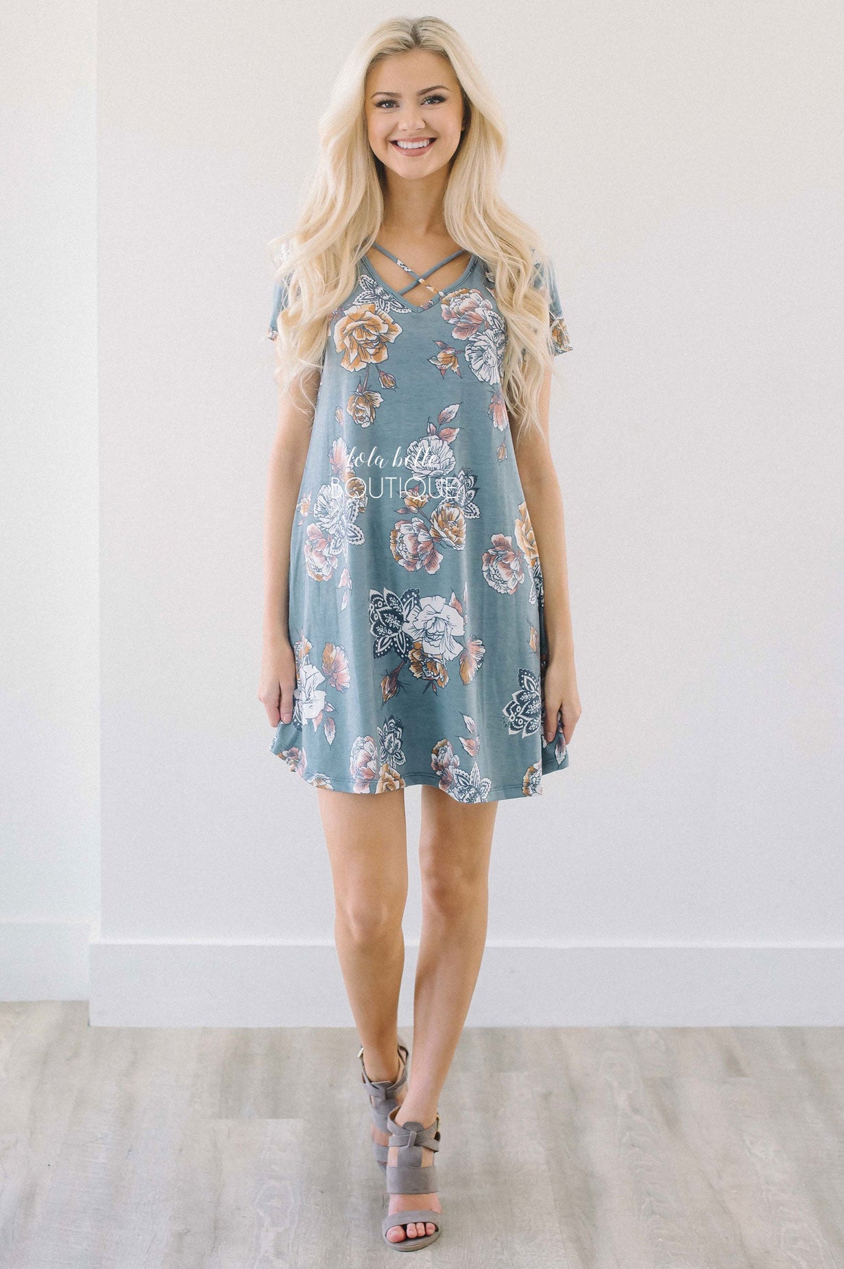 dusty blue summer dress