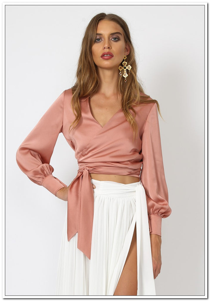 Taromina Wrap Top - Blush - FashionLife
 - 1