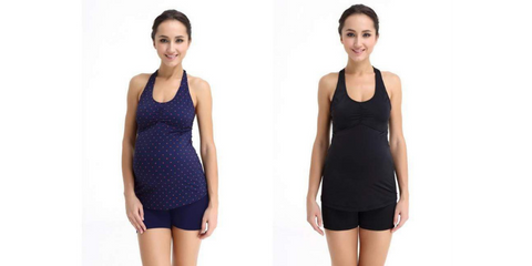 Noir Halter Tankini Maternity Swimwear