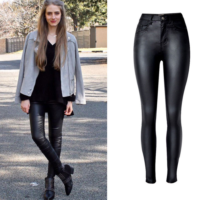 ladies fashion leather trousers