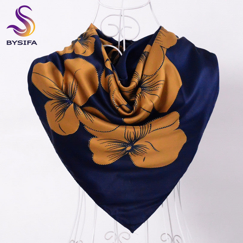 ladies navy silk scarf