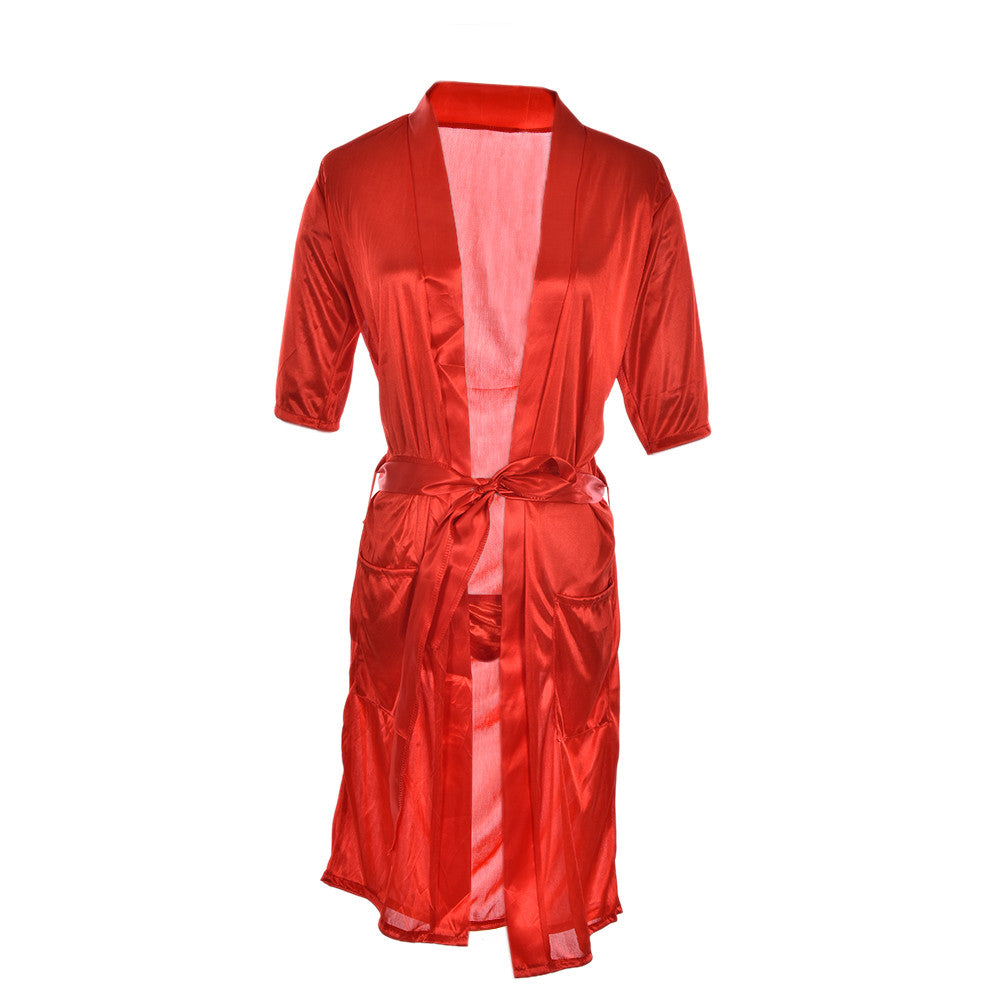 Rayon Bathrobe Womens Kimono Satin Long Robe Sexy Lingerie 