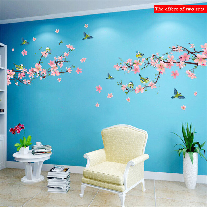 Sakura Wall Stickers Decal Bedroom Living Room Diy Flower Removable Pv