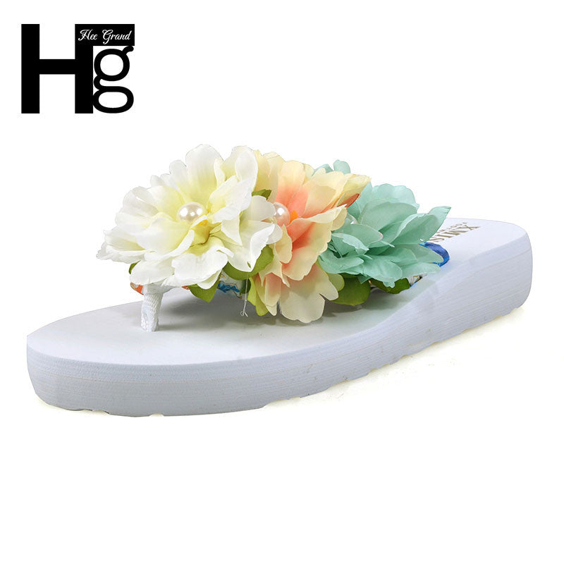 Sandal Anti Slip Warna Putih Bunga Bunga Warna Warni Model Terbaru Har