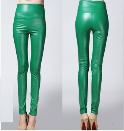 green leather pants womens