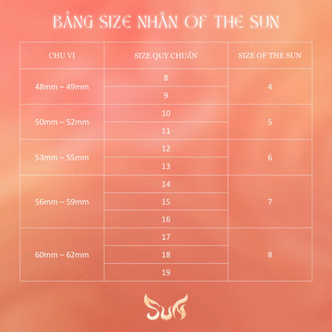 Bảng size nhẫn của Of The Sun