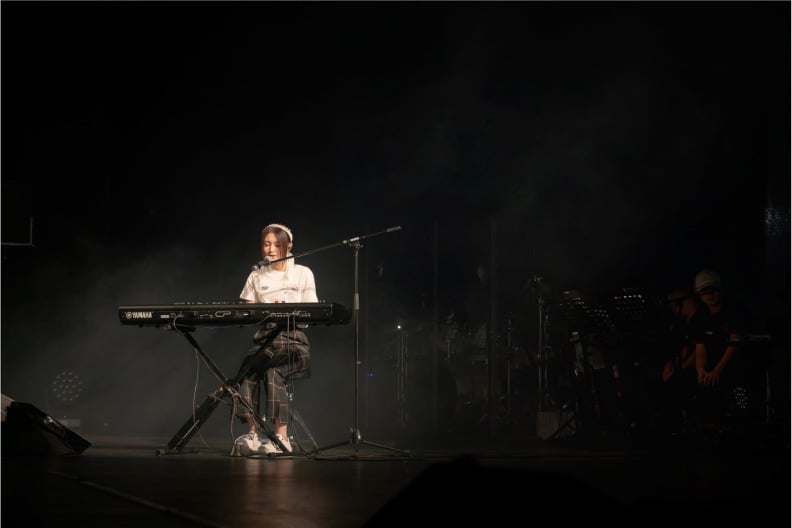 Cath Wong Playing Piano Keyboard and Singing on the Stage - Levi's Hong Kong Music