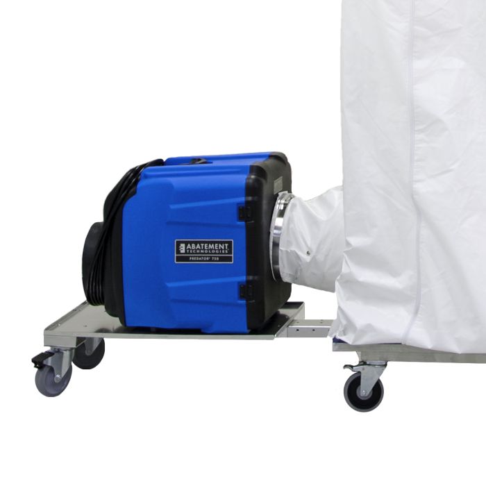 Abatement Technologies AG-Caddy Cart  for AIRE Guardian AG5000 connected to AIRE GUARDIAN® AG5000 Mobile Containment Dust Cart for effective dust and airborne particle containment.