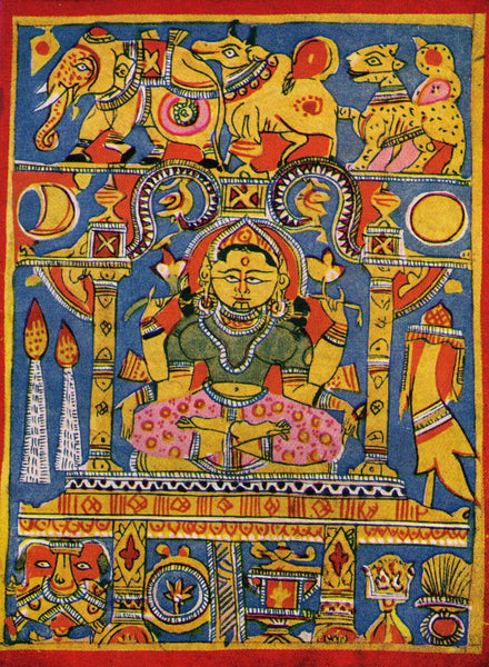 15th Century Jain Miniature Painting depicting Goddess Lakhsmi 