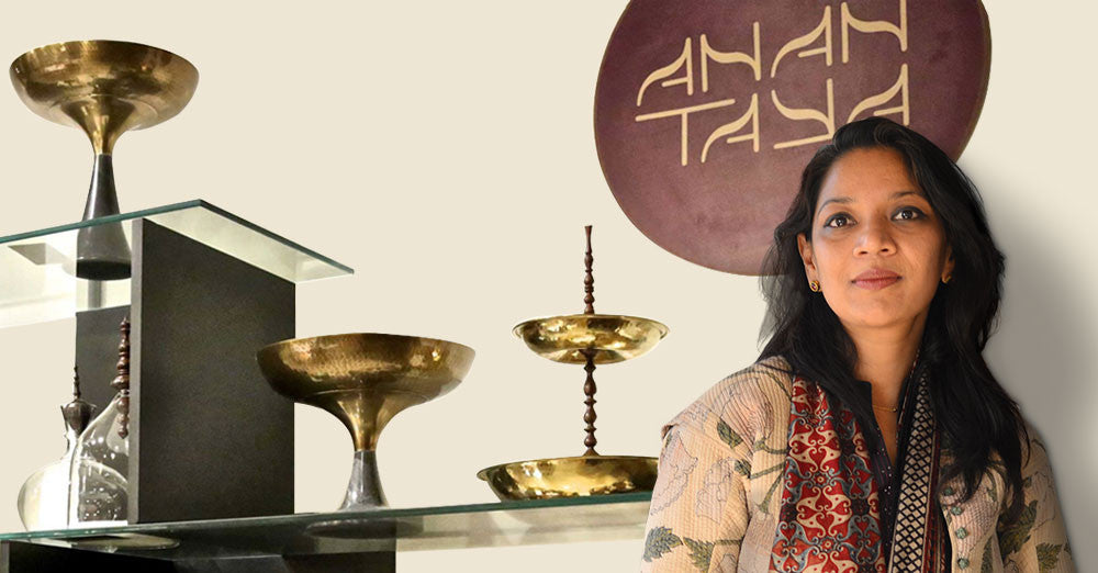 Founder of AnanTaya Decor, Geetanjali Kasliwal in the AnanTaya store