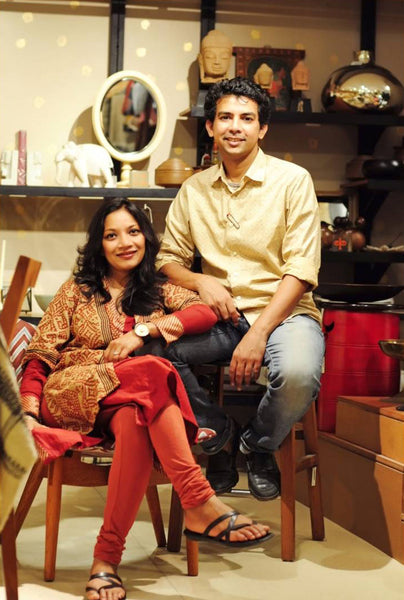 Geetanjali Kasliwal and her husband, Ayush Kasliwal in the AnanTaya store