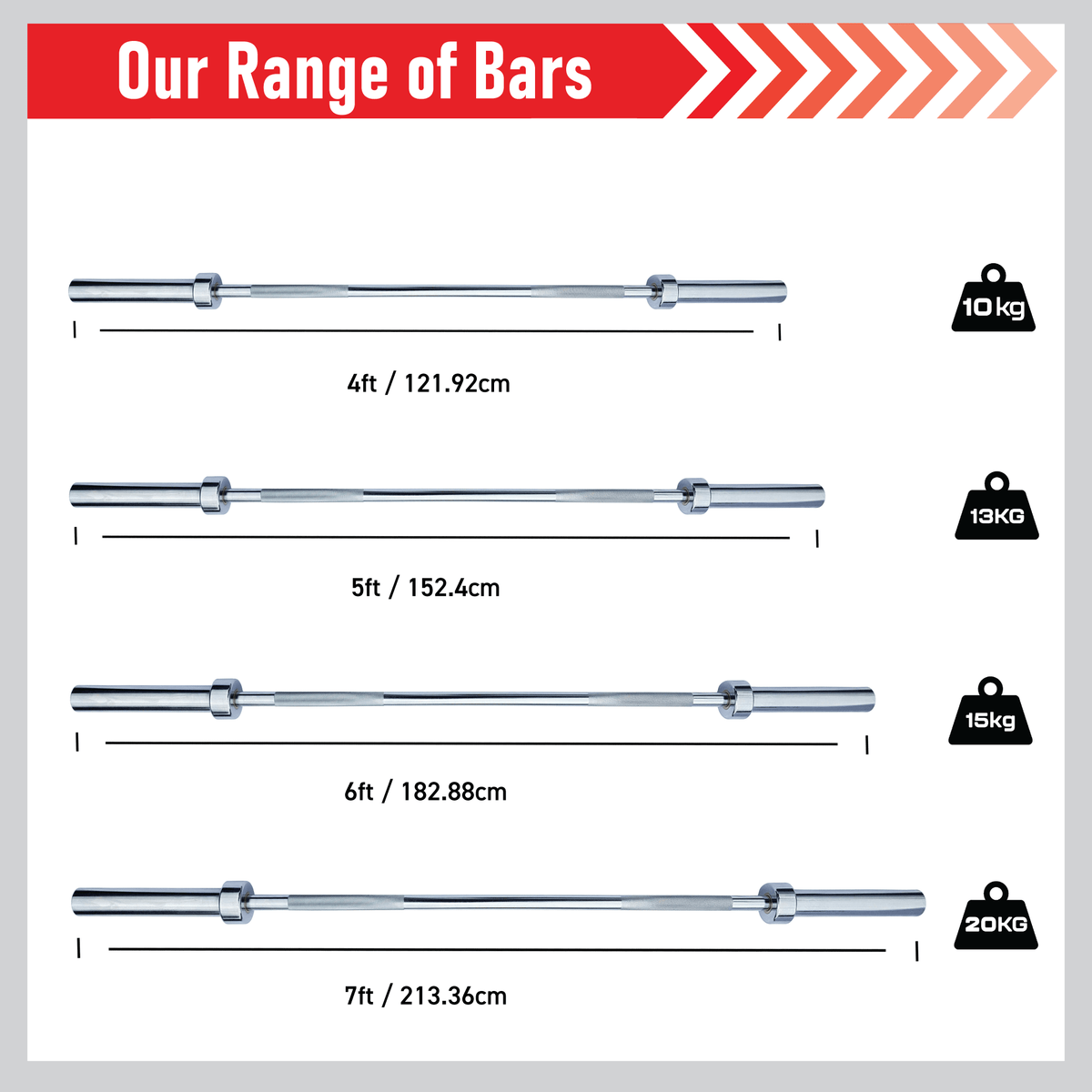 Body Revolution Olympic Barbell Bar 4ft 7ft