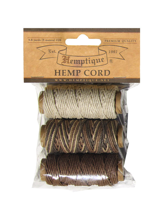 Hemptique Hemp Cord Mini Spools 10lb 29' 12/Pkg-Assorted Colors