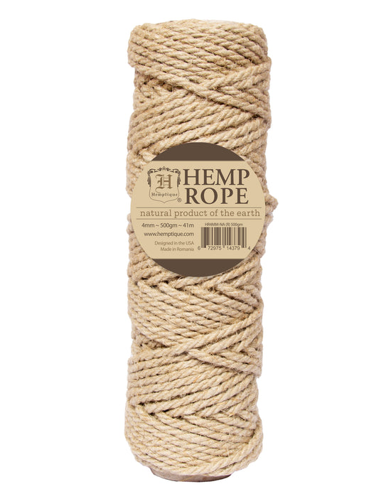 Hemp Rope, Natural, 100% Hemp 4mm