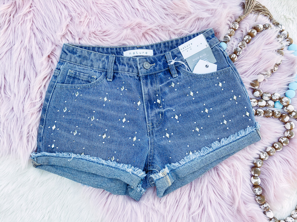 studded jean shorts