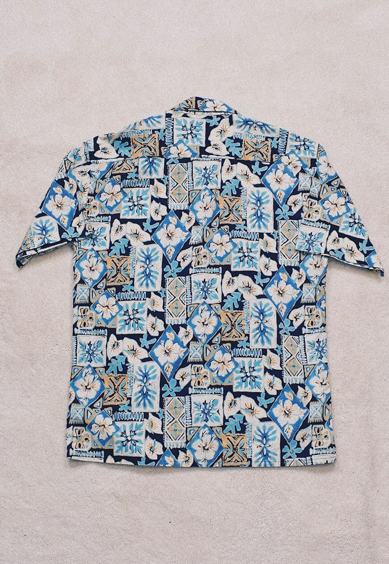 Vintage 90s Blue Pastel Funky Pattern Shirt