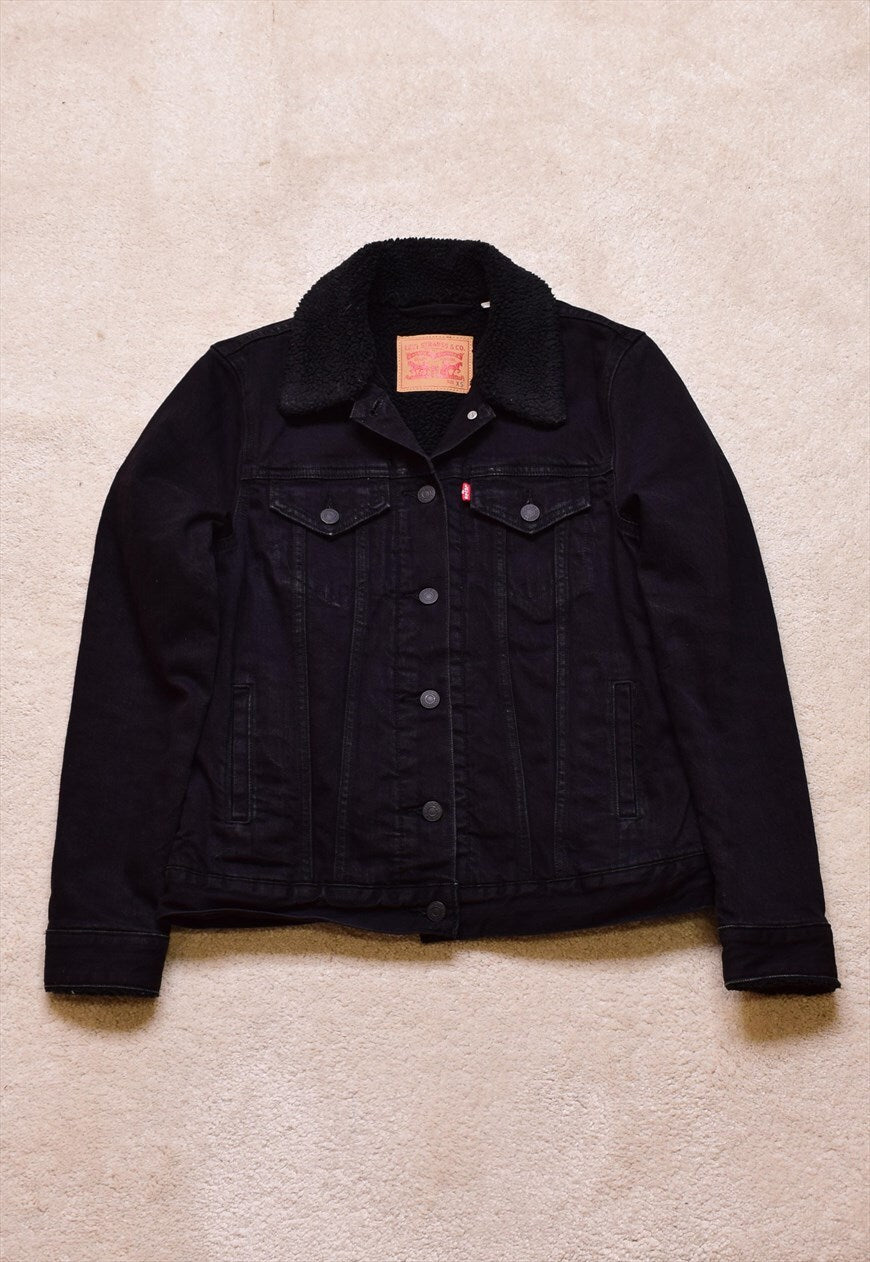 Women's Vintage Levi's Black Sherpa Lined Denim Jacket – NORTH
