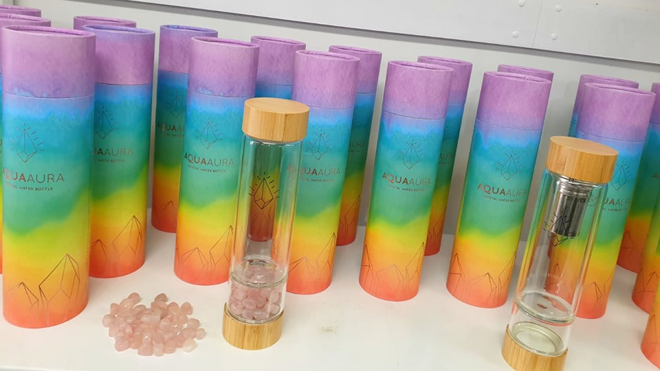 Aqua Aura Crystal Elixer Water Bottles (Bamboo) - The Holistic Shop in Wagga Wagga