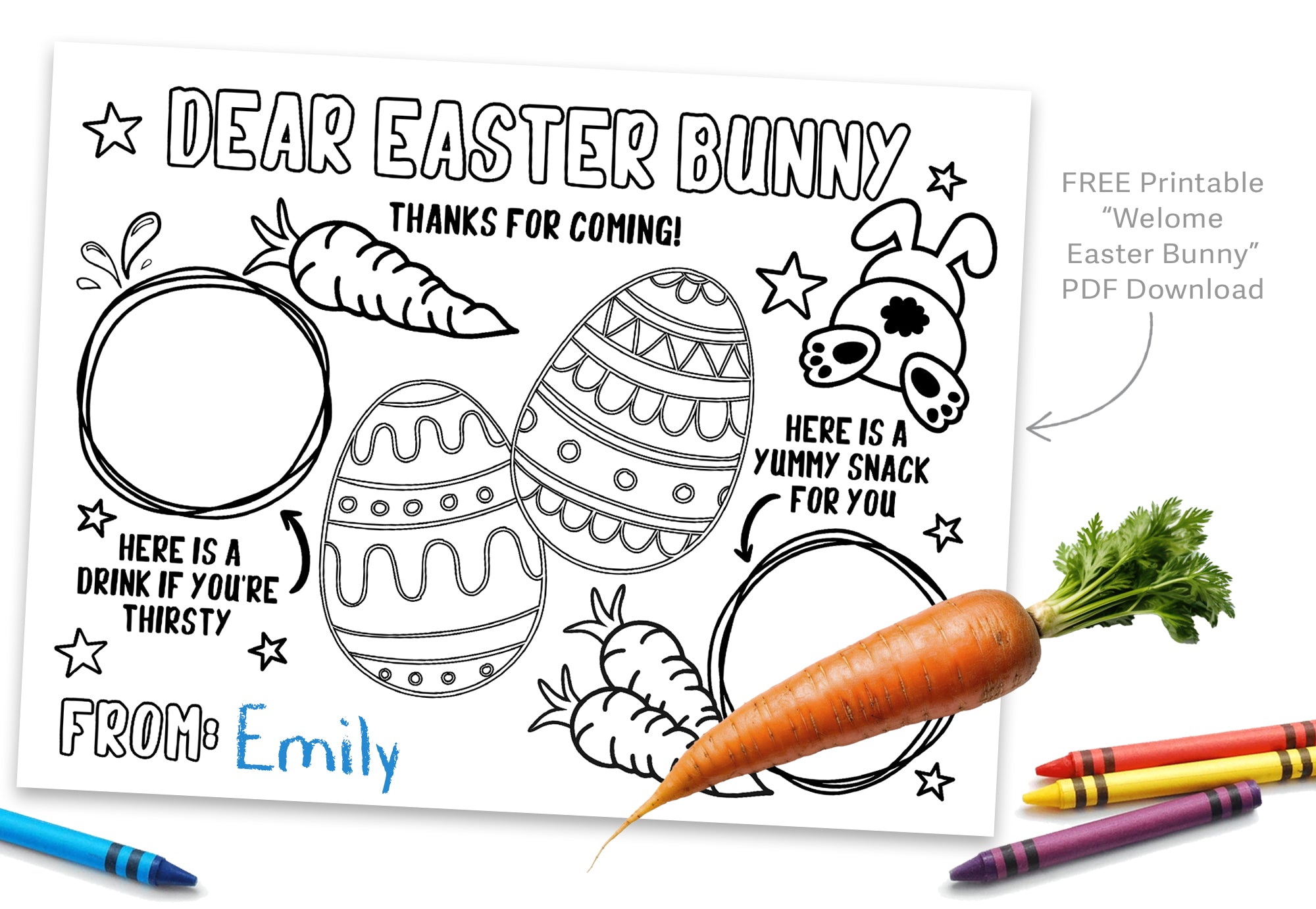 Free Welcome Easter Bunny Coloring Page for kids