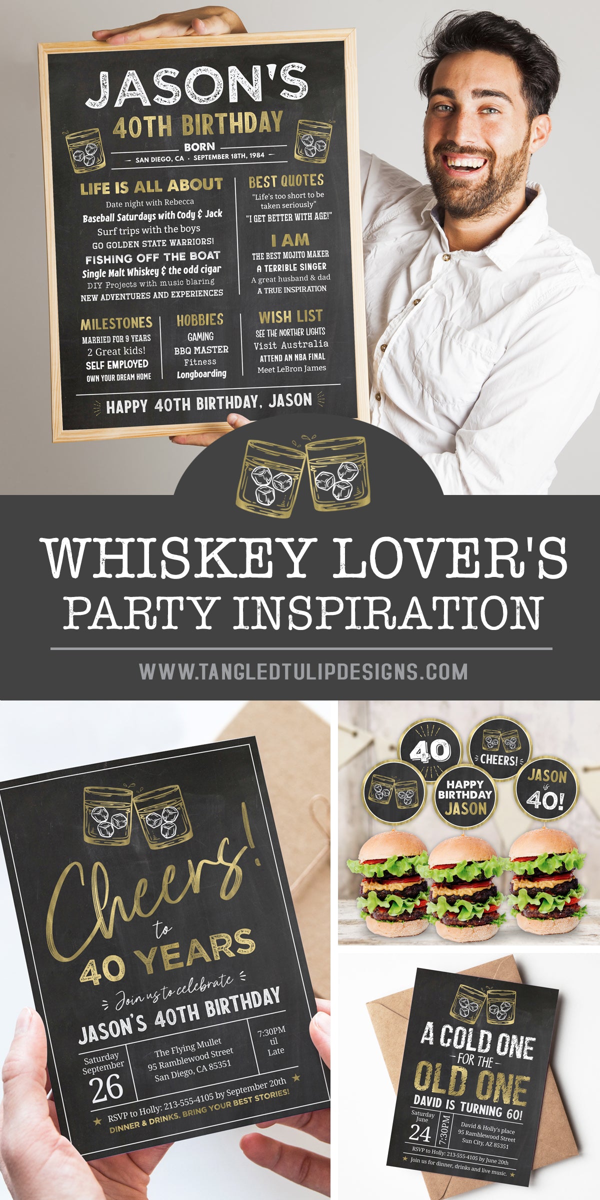 Whiskey Lover's 40th Birthday Party Theme Inspiration