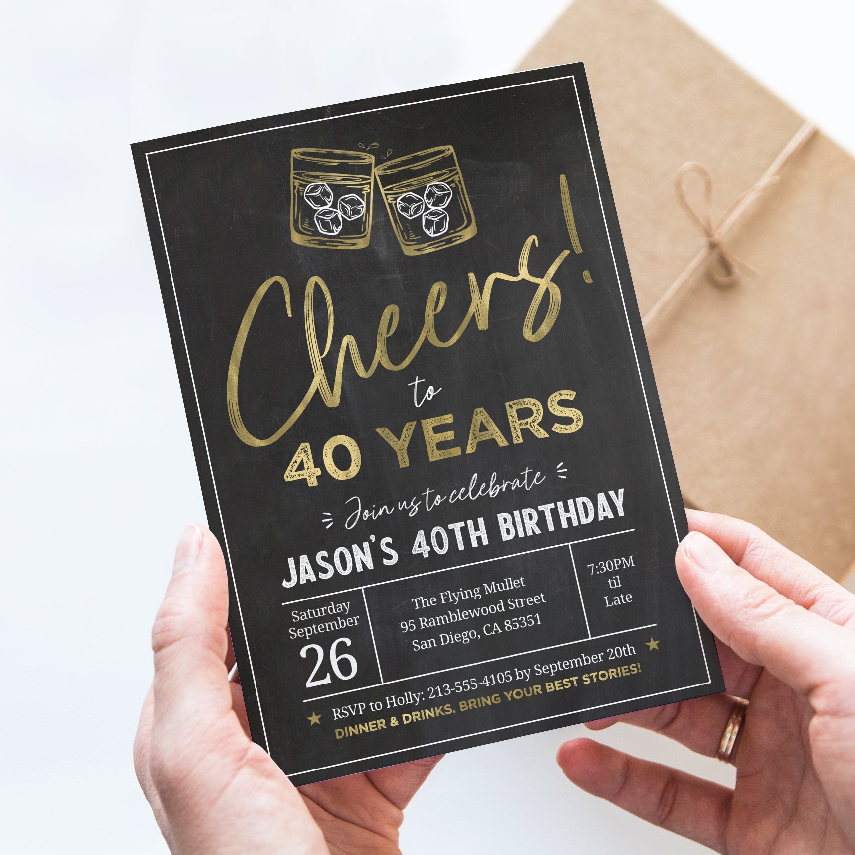 Classic "Cheers" Whiskey Birthday Invitation for Him