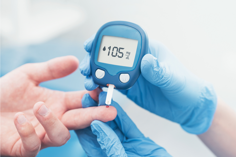 Person pricking finger to check blood sugar